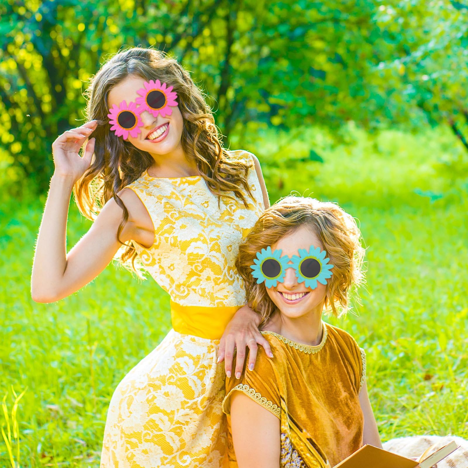 FUIPVGI 8 Stück Sonnenblumen-Brillen Blume Kinder-Sonnenbrille, Hawaii-Sonnenbrille, lustige Blumen-Brillen, Party-Sonnenbrille, Motto-Party, Foto-Requisiten für Kinder und Erwachsene (mehrfarbig)