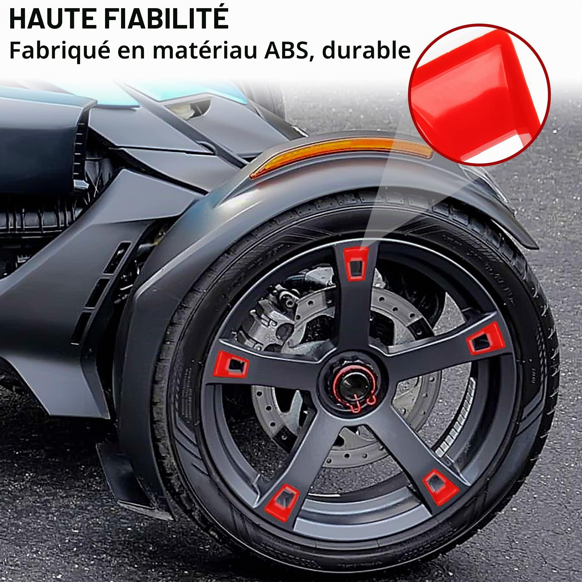 SAUTVS Lot de 16 enjoliveurs de roue de moto, pièces de rechange, capuchons rouges