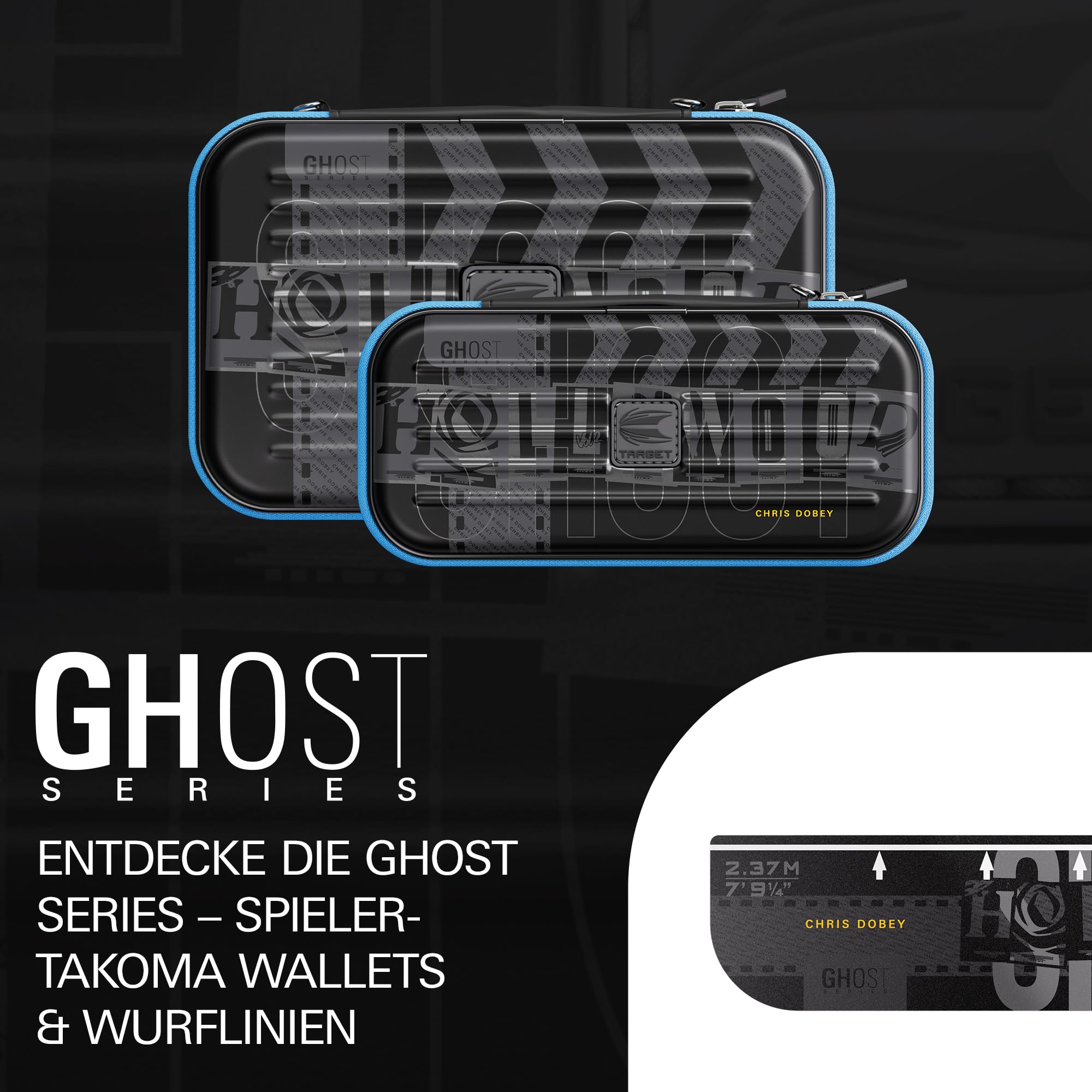 Target Darts Chris Dobey Ghost Series XL Takoma Wallet Regular – Dartkoffer schwarz/weiß | Hollywood“ Darttasche mit Reißverschluss | professionelles Zubehör | Platz für 6 komplett montierte Darts