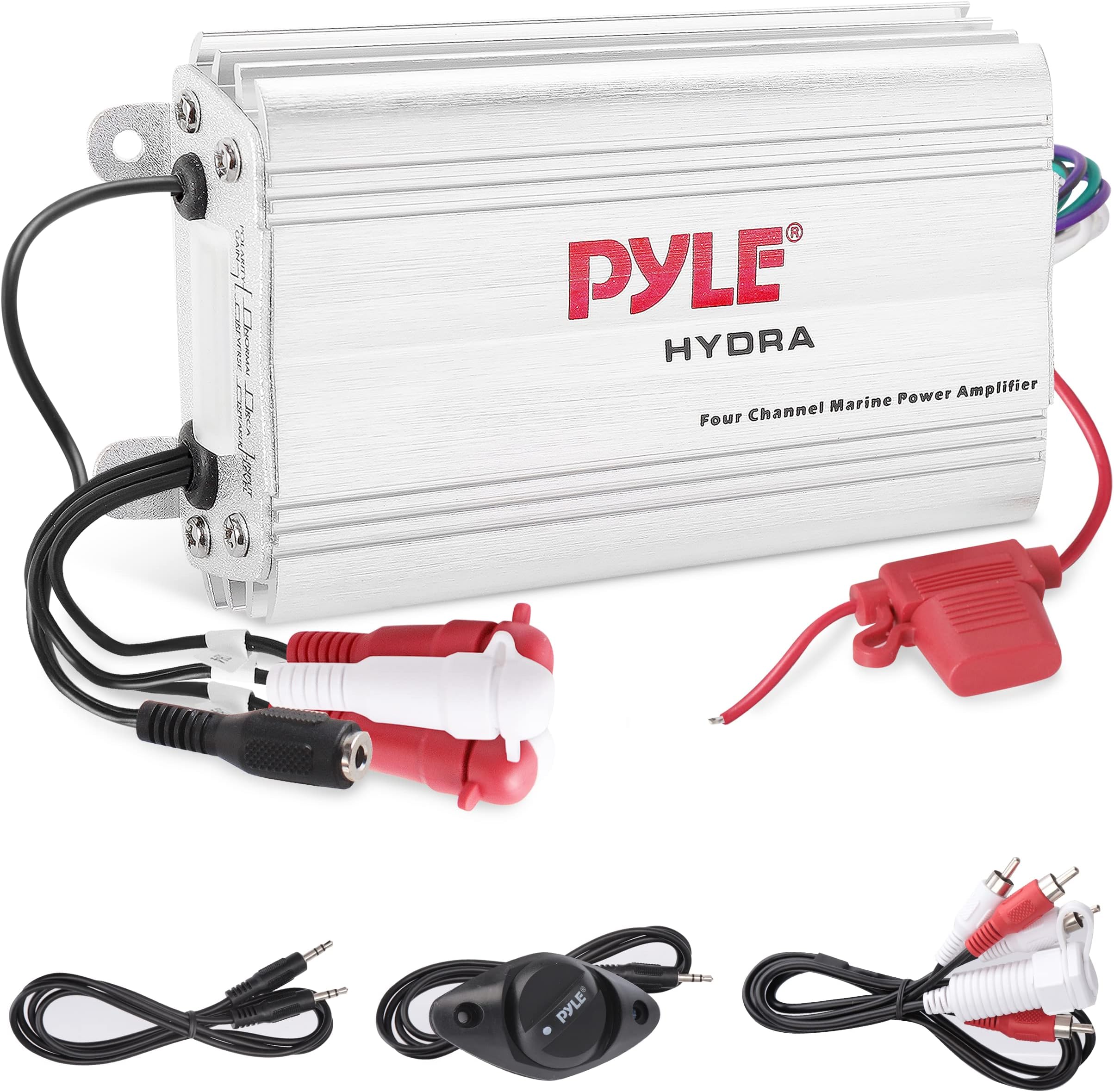 400W 4-Channel Hydra Marine Micro Amplifier - Waterproof - RCA Input - 3.5mm Jack - MP3 - Soft Turn On/Off - Volume Gain Level Remote Control - Power Protection - PLMRMP3A