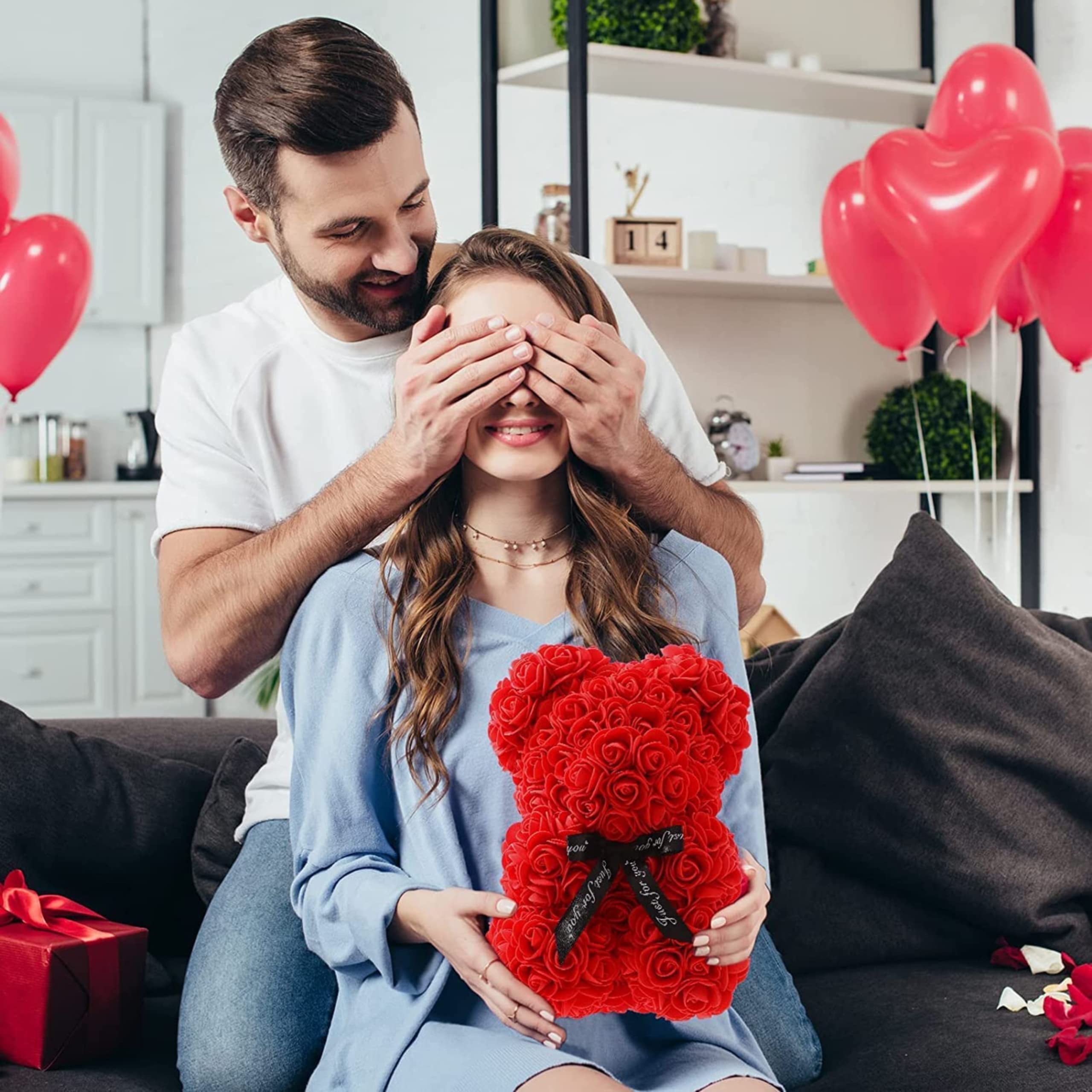 Orsetto Luminoso LED 3D Multicolore Con Cuore Rosso – 25 Cm, Effetto Brillante, Con Scatola Regalo, Per San Valentino E Anniversari