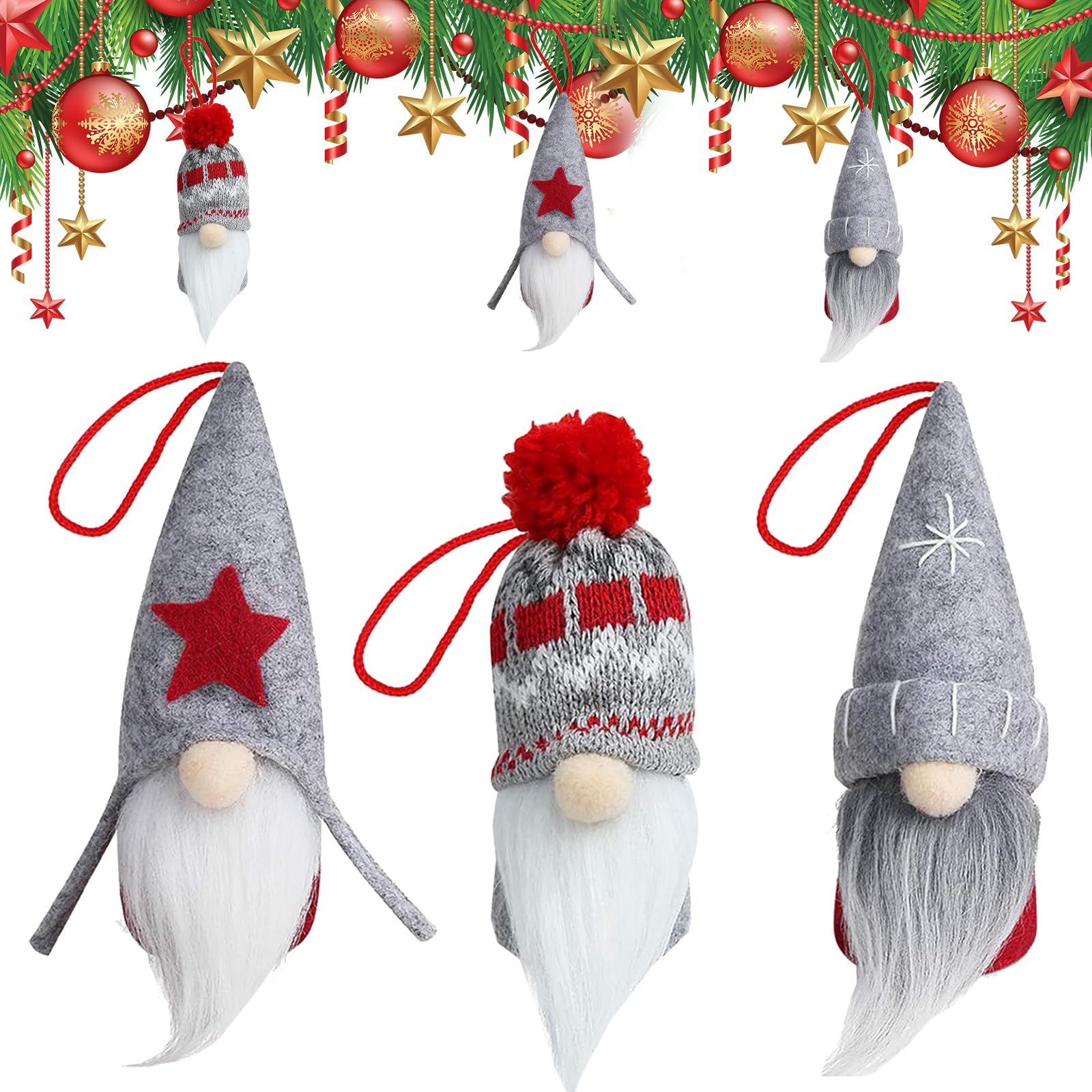 Gnomo Adornos de Navideños, 3 Piezas Gnomo de Peluche para Navideña, Colgante de Gnomos de Árbol Navidad, Colgante de Muñeca Sin Rostro de Navidad, Adornos Navideños para Arbol