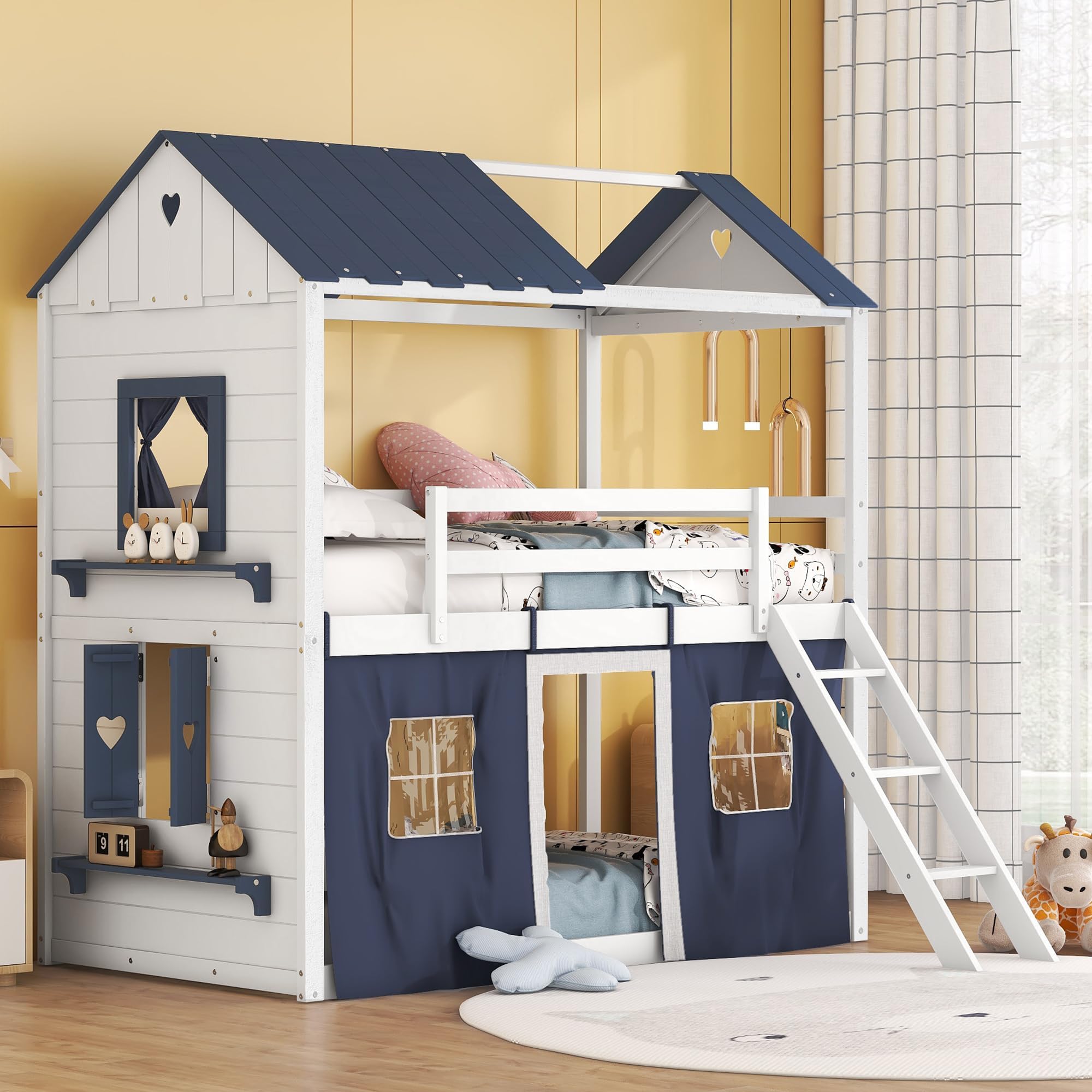Amazon.com: Merax House Bunk Bed Full Over Full for Kids, Wood Kids