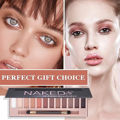 Miniatura 7 de WYBLZPXZ Paleta de sombra de ojos de 12 colores desnudos, mate, mezclable, brillante, paleta de sombra de ojos natural, textura suave, pigmentada,