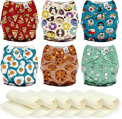 Miniatura 24 de Mama Koala 3.0 Pañales de tela para bebés, 6 unidades de pañales de bolsillo lavables y reutilizables de talla única para recién nacidos y niños