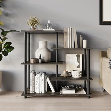 Luxury 5-Tier Multipurpose Shelf with Open Storage Shelves, Modern Space-Saving Design, Dark Grey