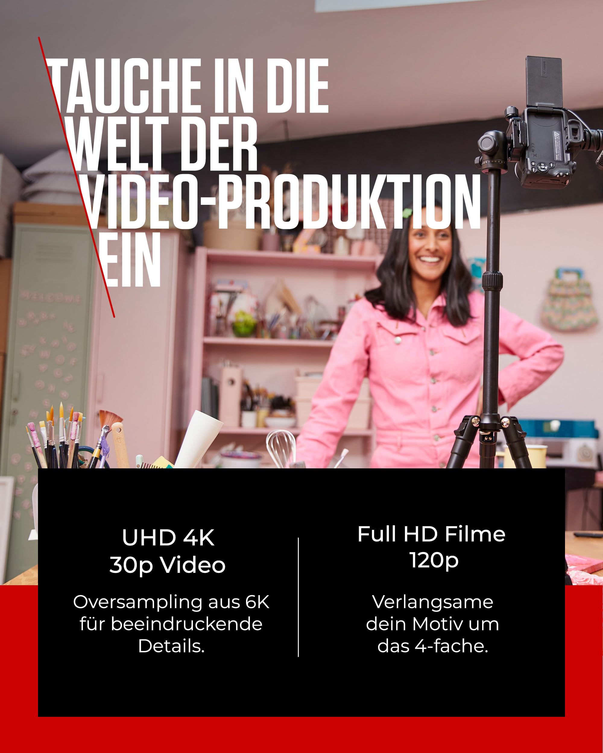 Canon EOS R50 Systemkamera + RF-S 18-45mm + RF 75-300mm Doppelzoom Kit, Spiegellose Digitalkamera mit Autofokus, 4K Video, Schwarz