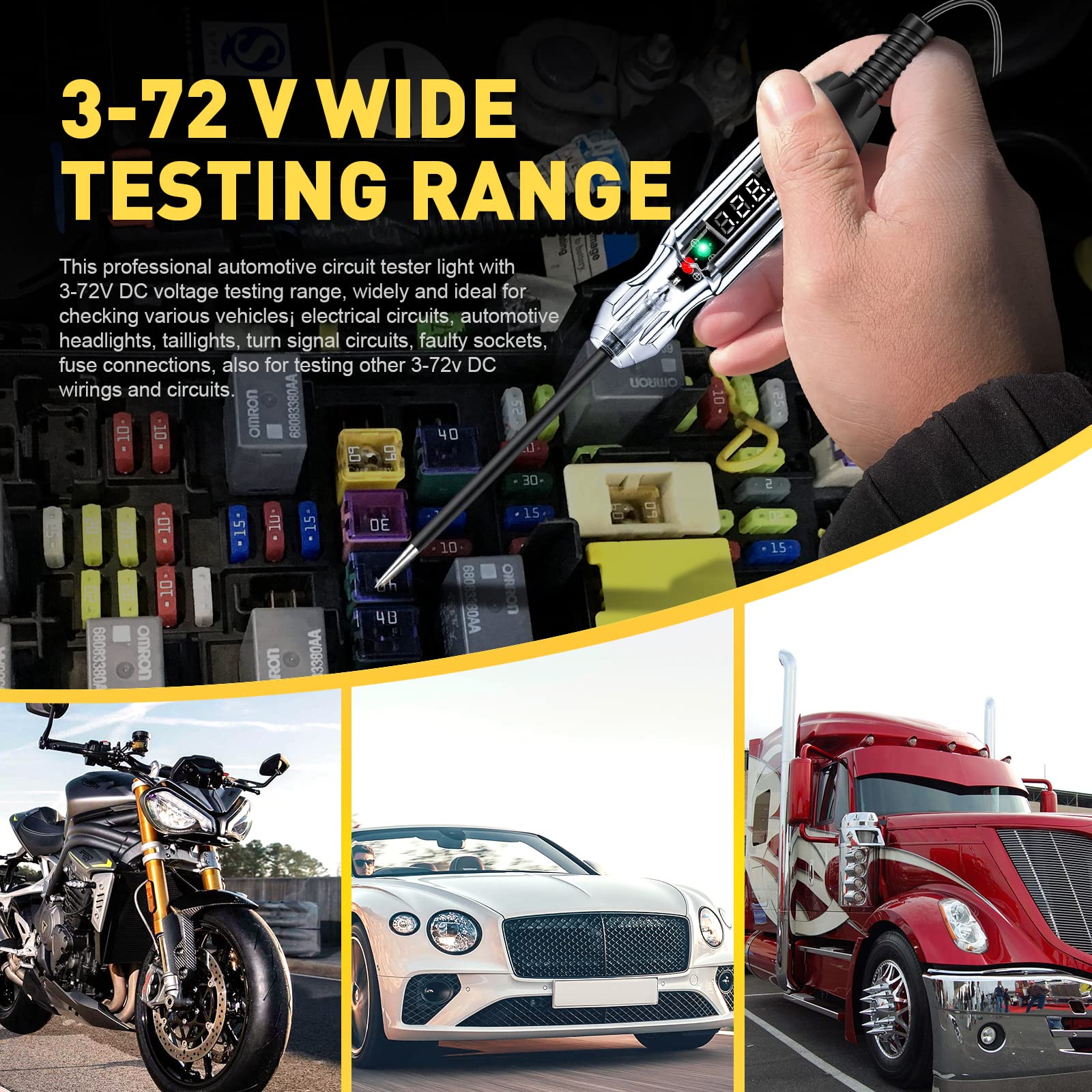 Snapklik.com : Upgraded Buzzer Automotive Test Light, DC 3-72V Heavy ...