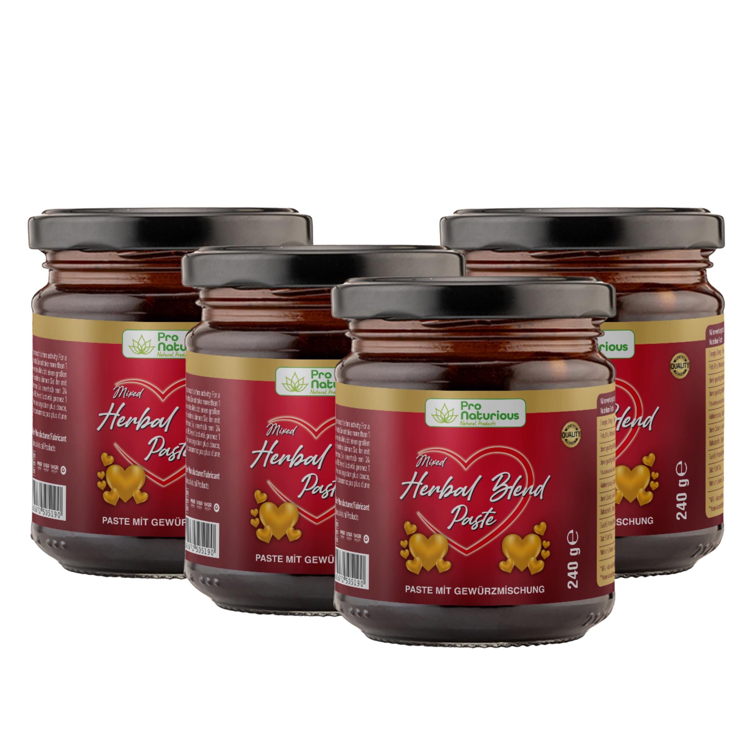 ProNaturious 230g Extra Stark für aktive Männer, Sofortwirkung Original Türkisches Macun, Ginseng & Tribulus Terrestris Gel - 4 Stück