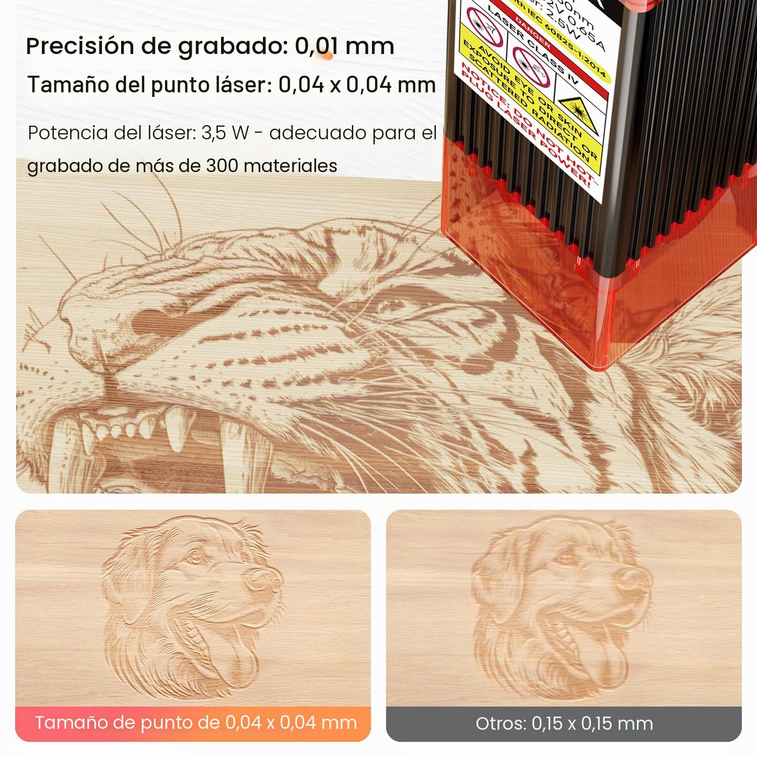 Longer Ray5 Mini Grabador Láser 12000mm/min Cortador Alta Velocidad para Madera, Metal, Acrílico, Cuero, DIY CNC, Área de Grabado 140x130mm, WiFi, Parada de Emergencia Seguridad (3,5W)