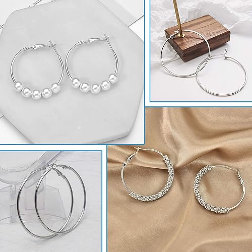 Miniatura 6 de 60 aretes de aro con cuentas, hipoalergénicos, aretes de aro con cuentas de círculo abierto para hacer joyas, manualidades, creación de arte, regalo