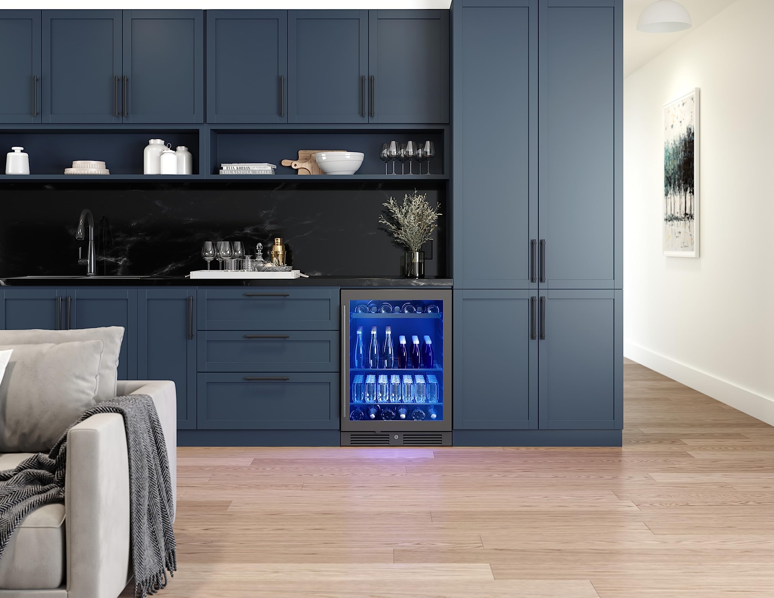 Zephyr Prb24c01c Presrv 24 Inch Wide 7 Bottle And 108 Can Capacity Energy Star Certified Wine And Beverage Cooler With 3-Color LED Lighting - Black Stainless Steel on Fridge.com - View 5