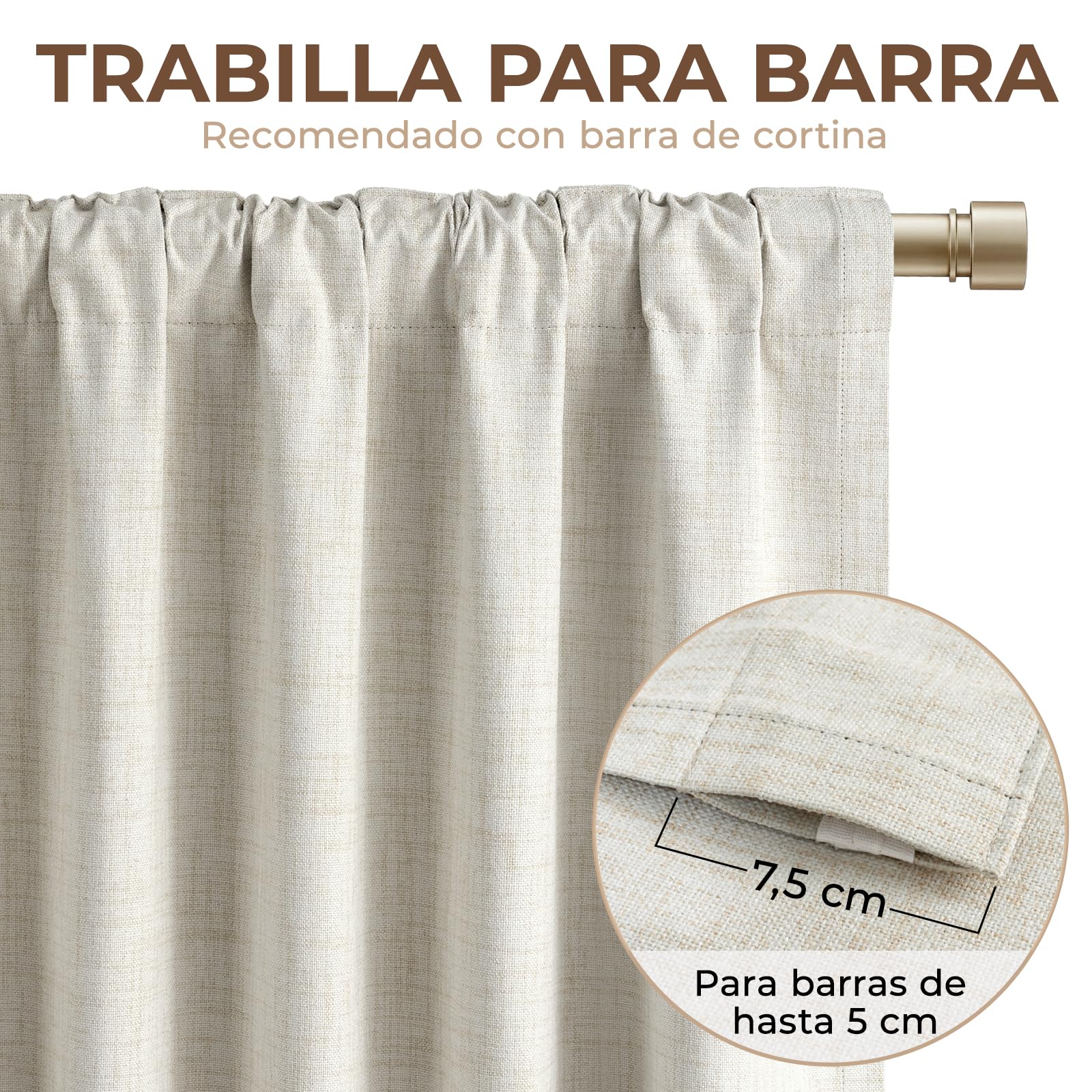 INOVADAY 100% Cortinas Opacas 2 Piezas Cortinas Termicas Aislantes Frio y Calor, Cortina Salon Dormitorio 140x245 CM, Beige