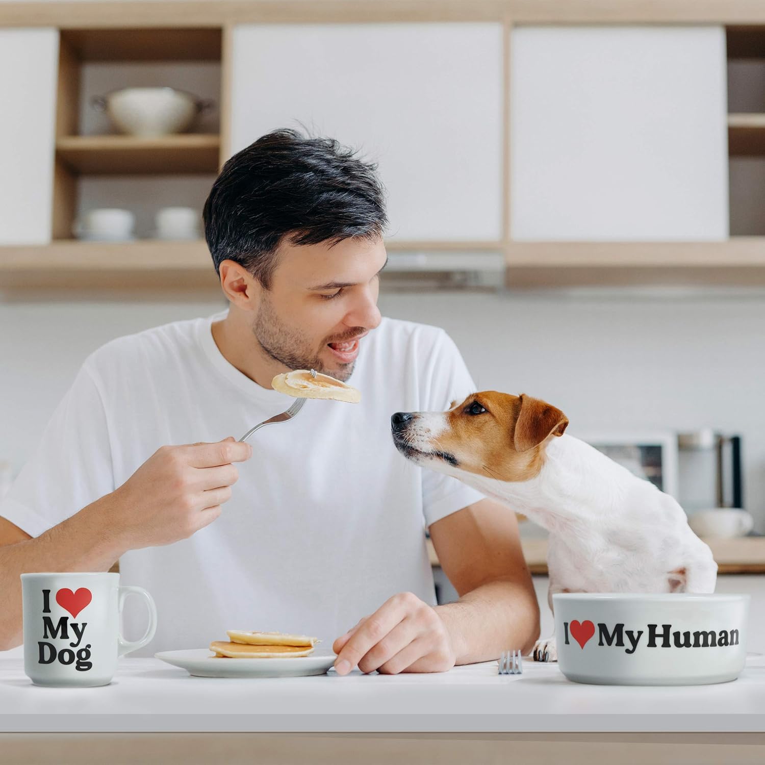 Genuine Fred Howligans - Mug + Dog Bowl - Love Dog, White