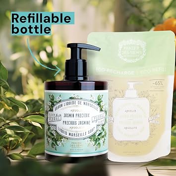 Panier des Sens Hand Soap Bottle + Jasmine Refills, 50.7 fl oz