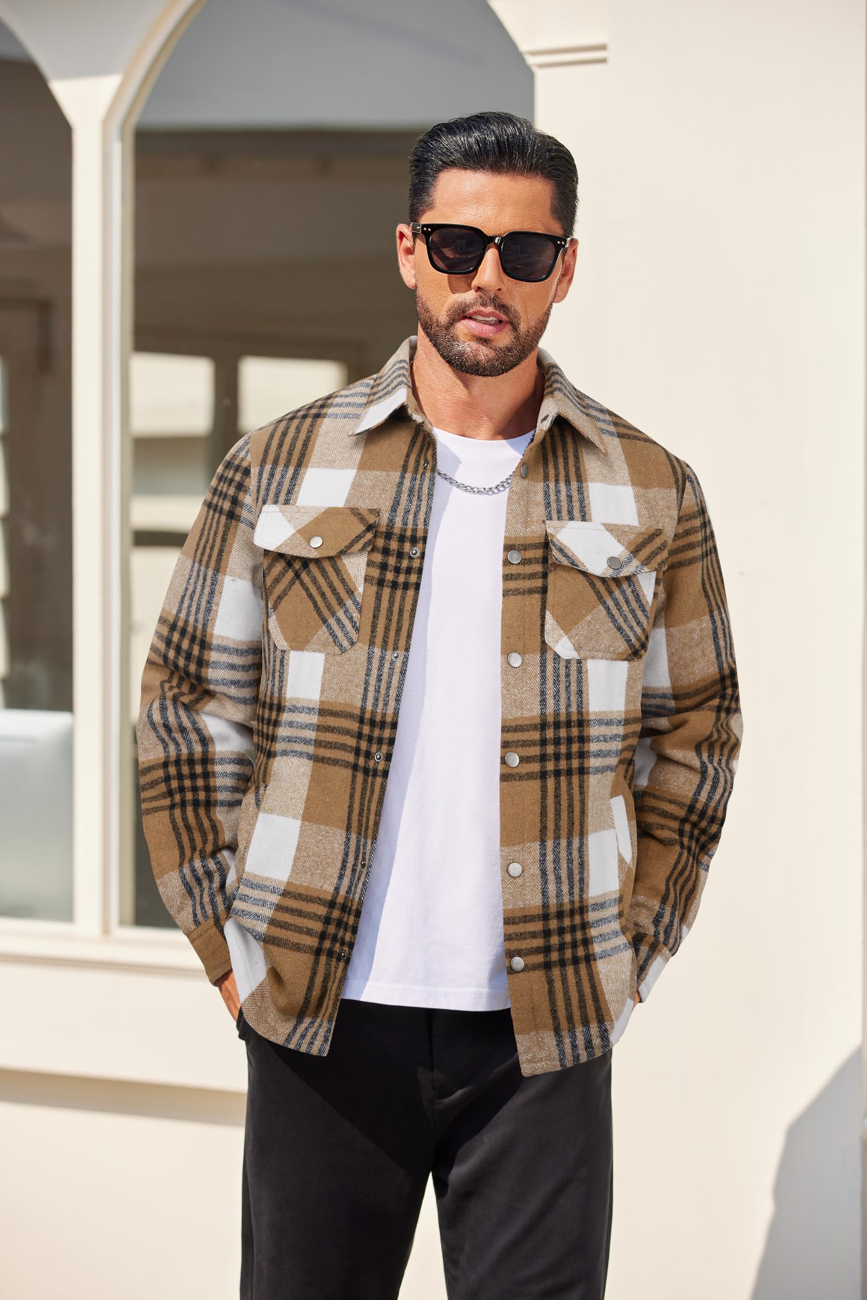 COOFANDY Camicia termica da uomo a scacchi foderata invernale da boscaiolo Slim Fit