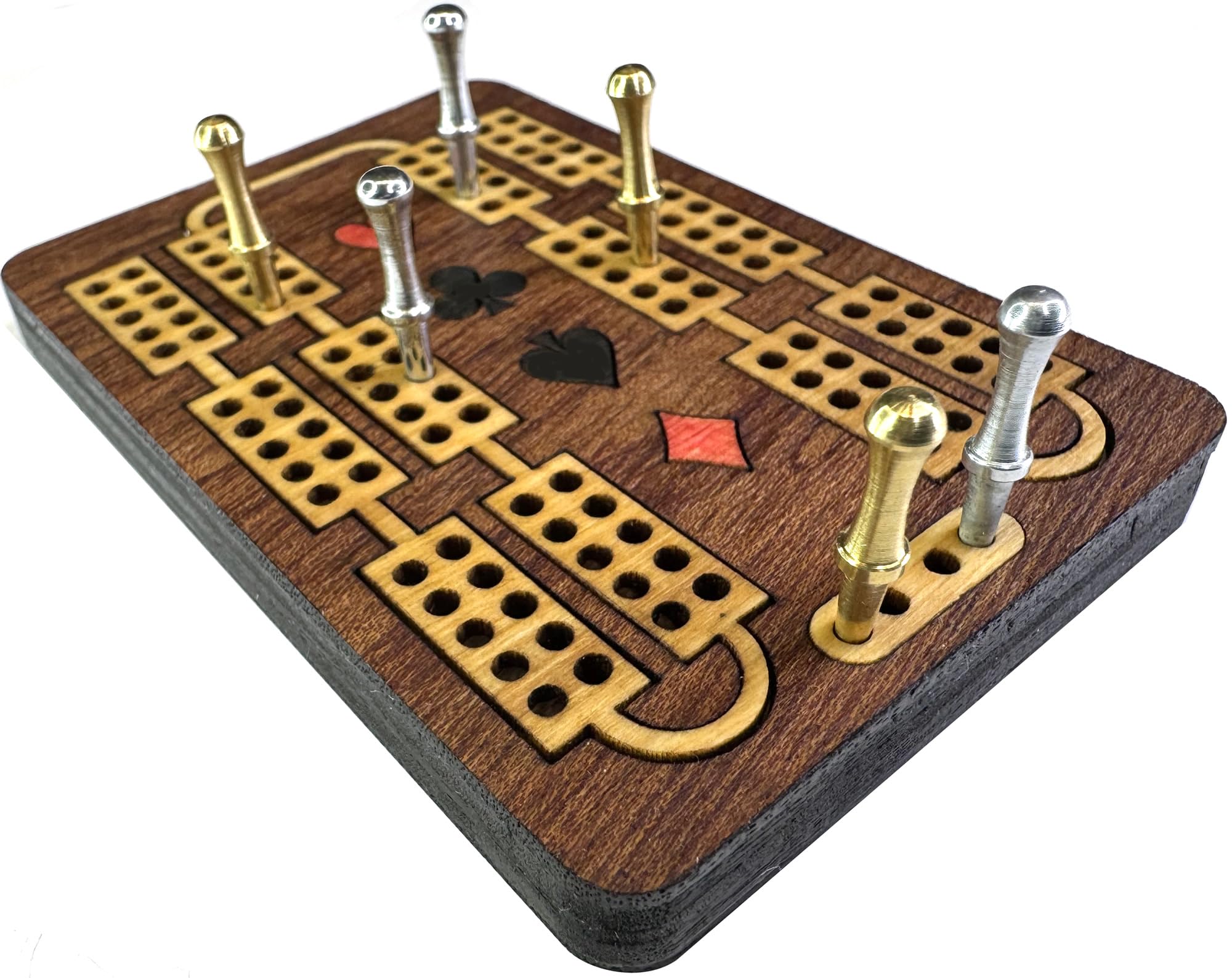 Made in Britain, Brimtoy Pocket Inlaid Cribbage Board - Supplied with Metal Cribbage Pegs