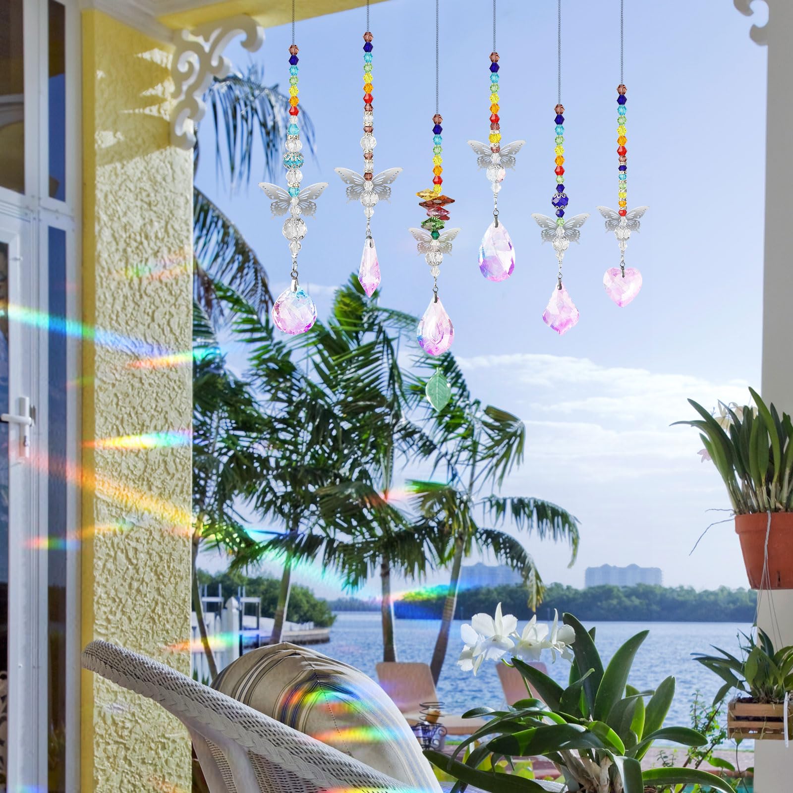Decorazioni Cristallo Finestra Arcobaleno Casa Acchiappasole Cristallo Per Finestre - 7 Pezzi Con Forme Luna E Arcobaleno Decorazione Casa Colorata - 11