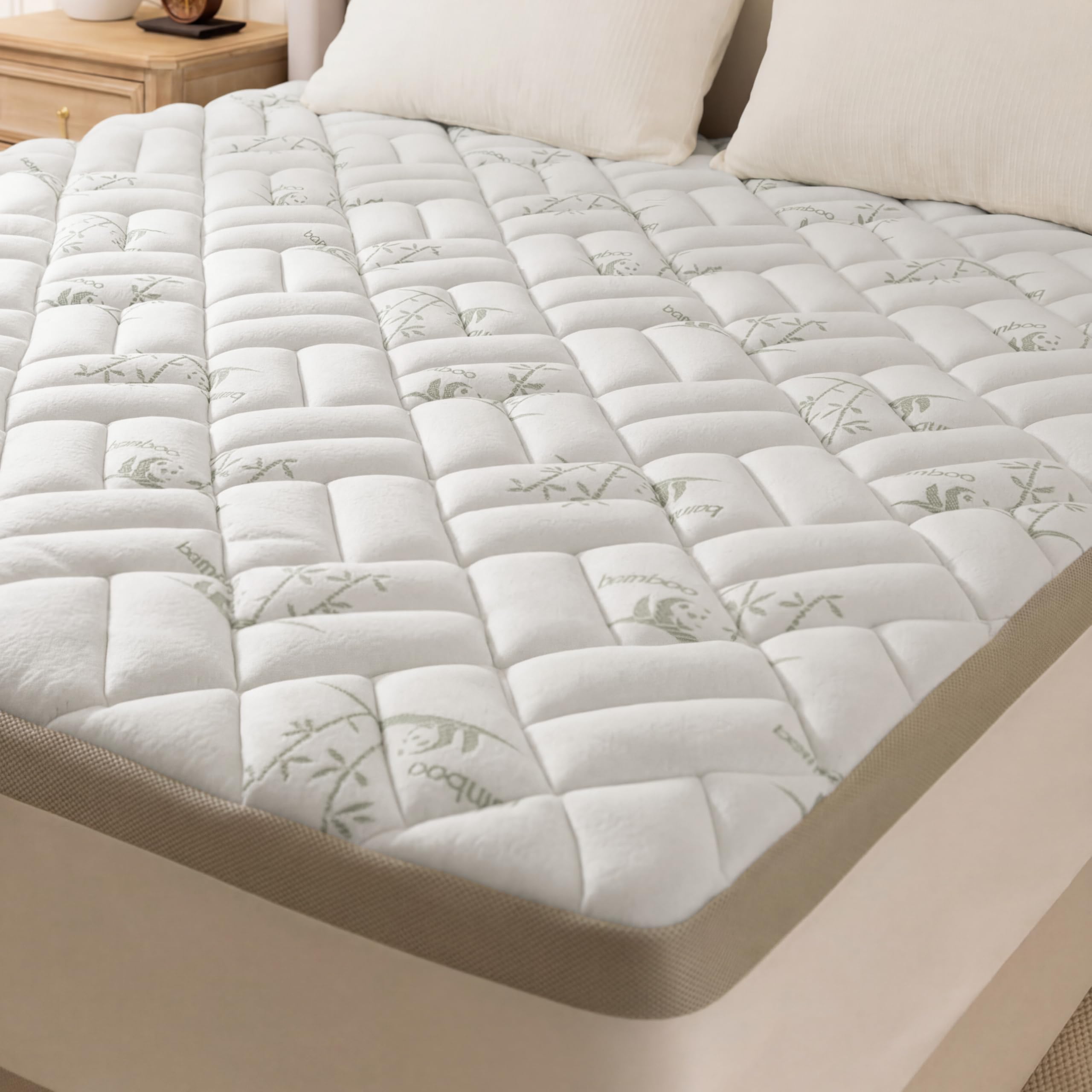 Photo 1 of NEWDECO Twin XL Size Mattress Topper Cooling Viscose Made from Bamboo Thick Support Pillow Top Mattress Pad for Back Pain Relief Soft Breathable Mattress Cover with 8-18” Deep Pocket (Gray, Twin XL)
