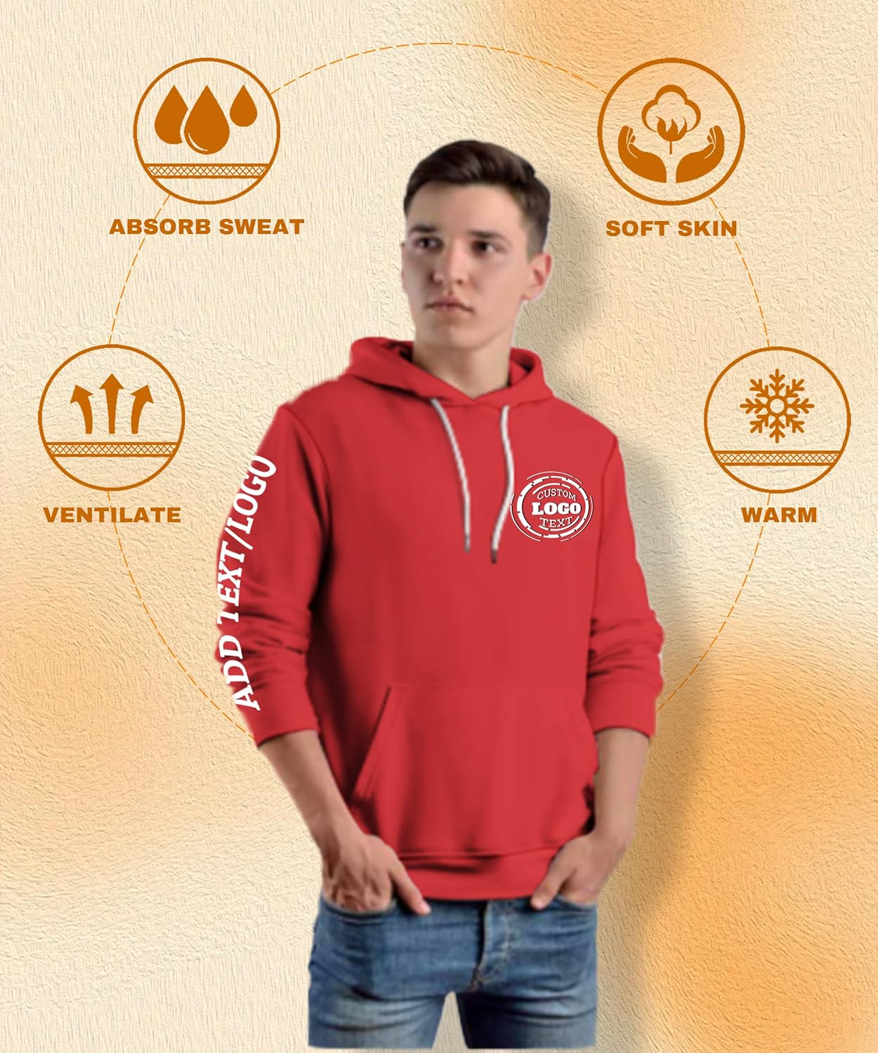 Custom Hoodie for Men Women Design Your Own Name or Logo Customized Sweatshirt On Front/Back/Sleeve - Image 4