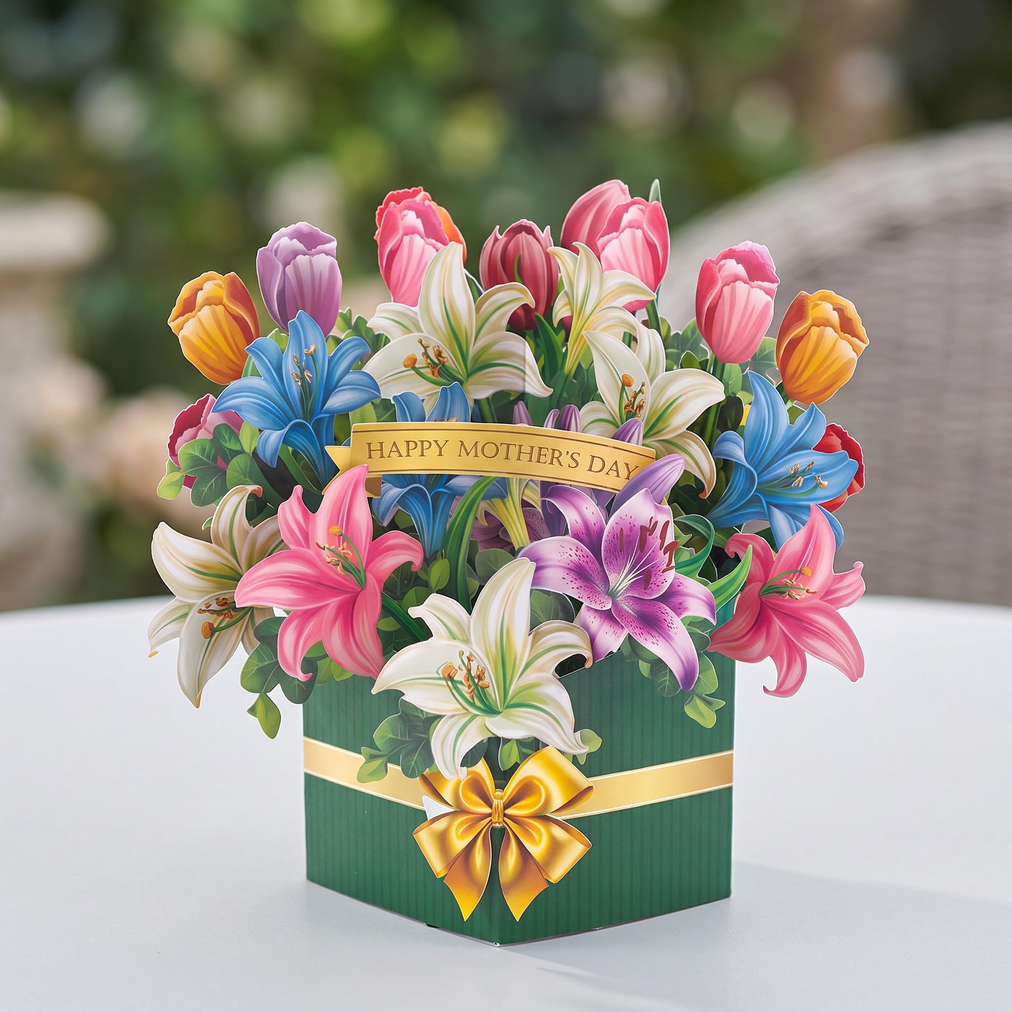 Birthday Card - 3D Pop Up Floral Greeting Card with Tulip & Lily Design, Elegant Keepsake for Women/Men, FSC Certified Luxe Paper, Perfect for Anniversary & Special Occasions