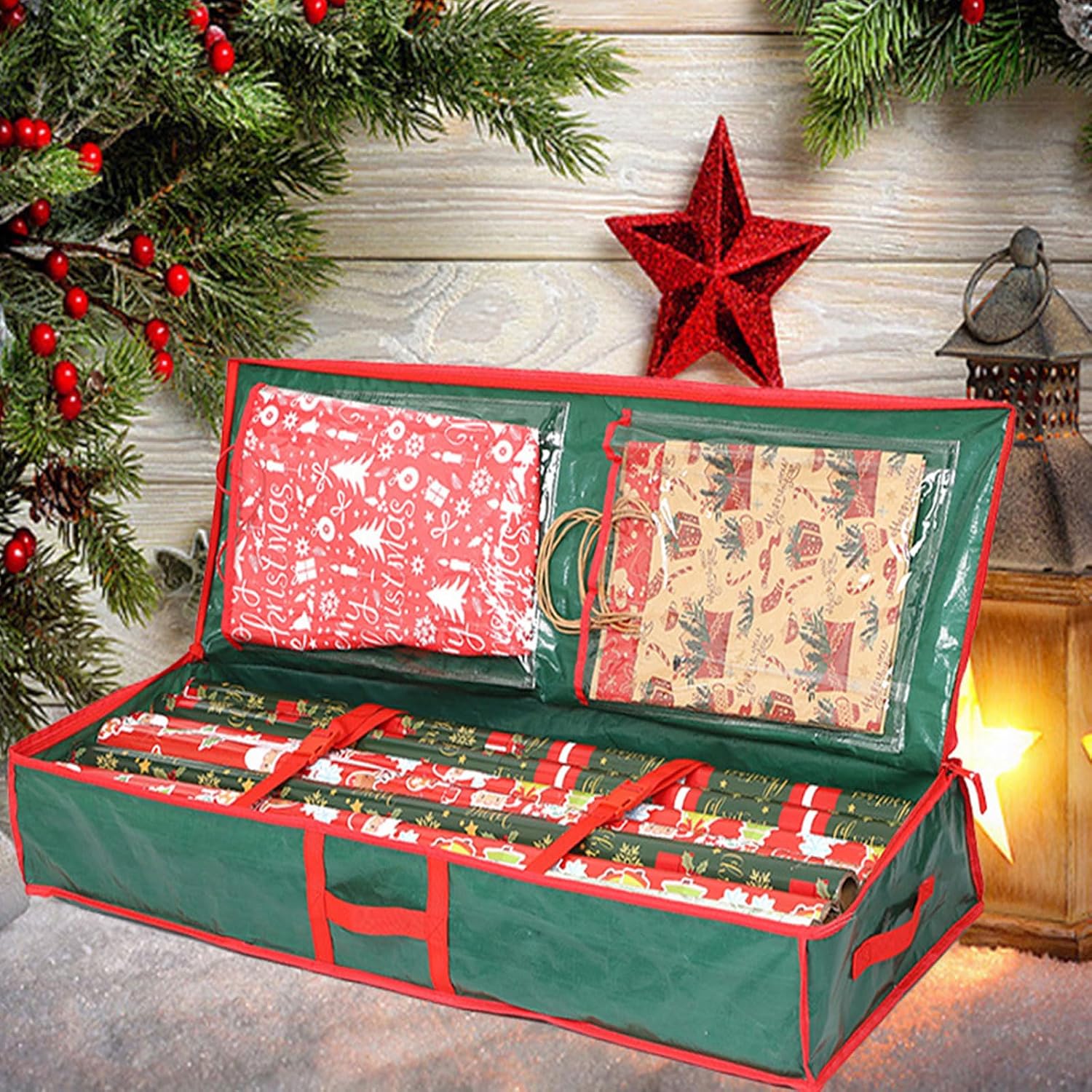 Wrapping Paper Storage Holder Sturdy Fabric Portable Design for Festival Organization Holiday Wrapping Supplies Organizers
