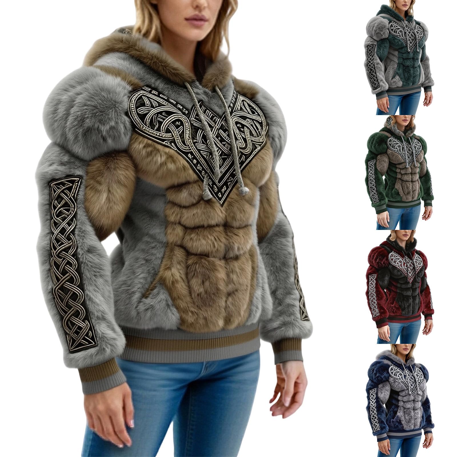 Sweat à capuche Viking pour homme et femme - Imprimé 3D - Mythe nordique - Tatouage - Vikings - Cosplay - Costume de carnaval - Flanelle confortable - Pull d'hiver en polaire douce
