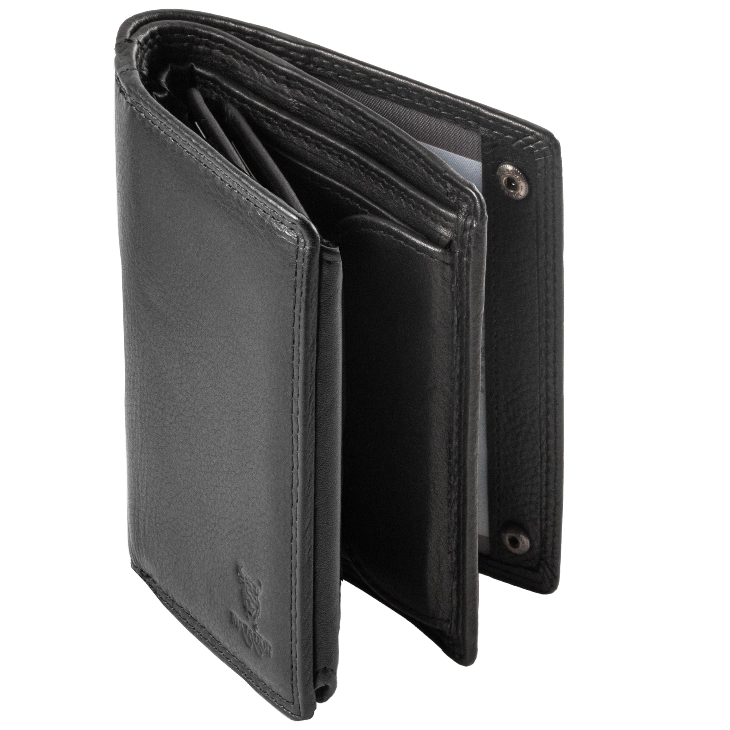 MATADOR Geldbörse Herren Leder Schwarz #Toronto mit edler Geschenk Box, Elegantes Portmonee RFID Schutz, Luxus Geldtasche Herren Viele Kartenfächer in Schwarz Nappa