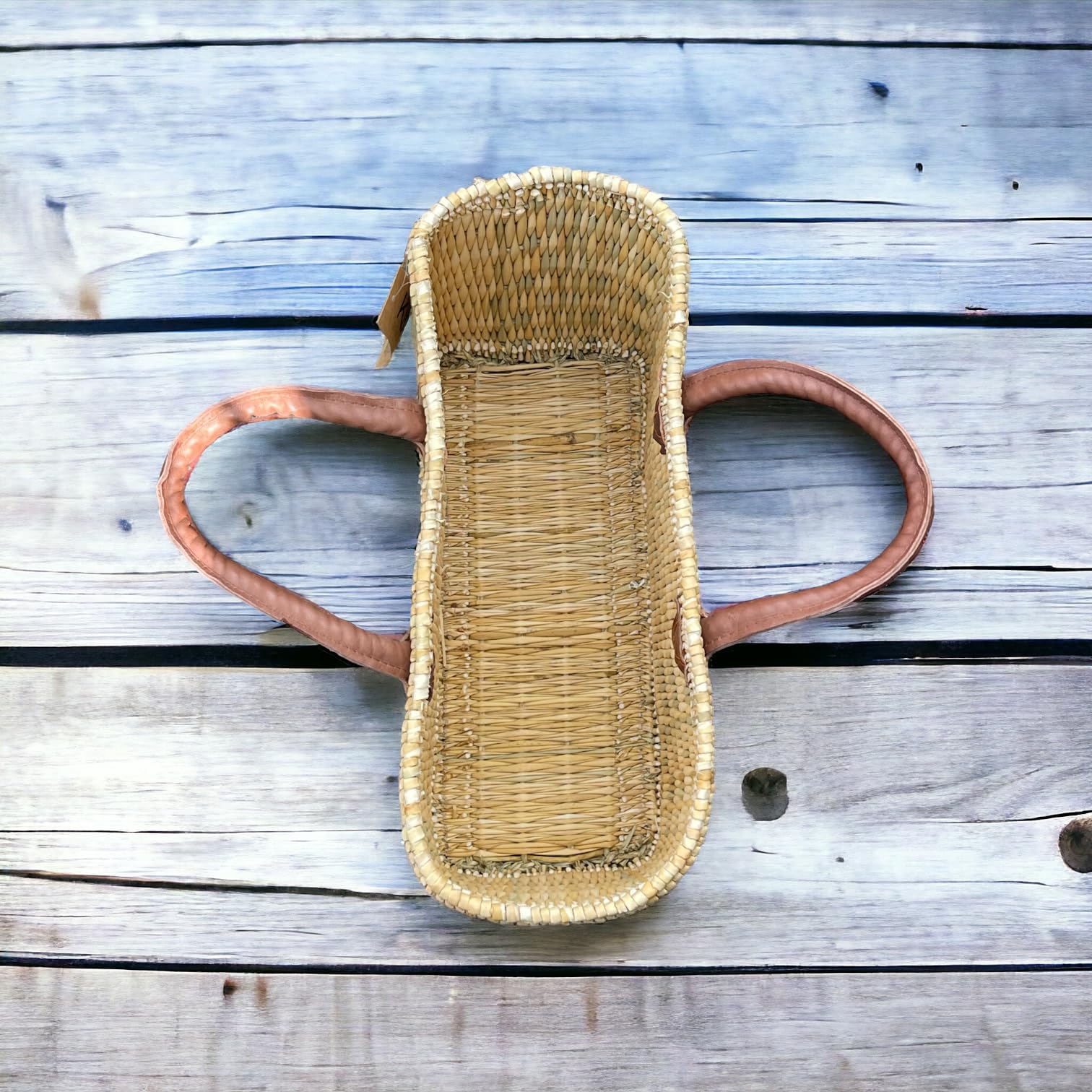 Korbtasche oder Ibiza Tasche mit Ledergriff, Marokko