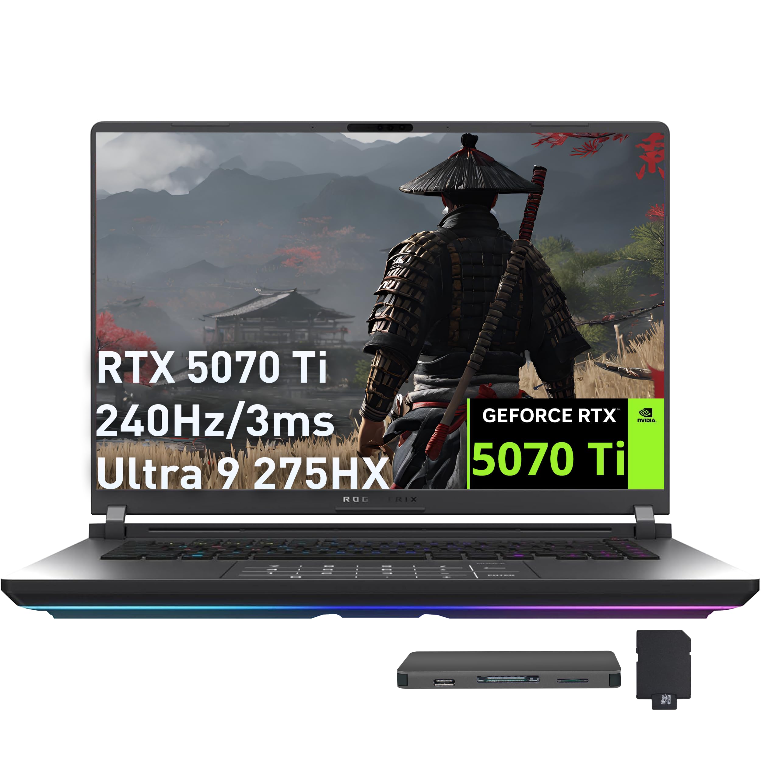 ASUS ROG Strix G16 16" 2.5K 240Hz Gaming Laptop, Intel Ultra 9 275HX, GeForce RTX 5070 Ti 12GB, 64GB DDR5, 3TB Storage (2TB SSD+1TB Docking Station),