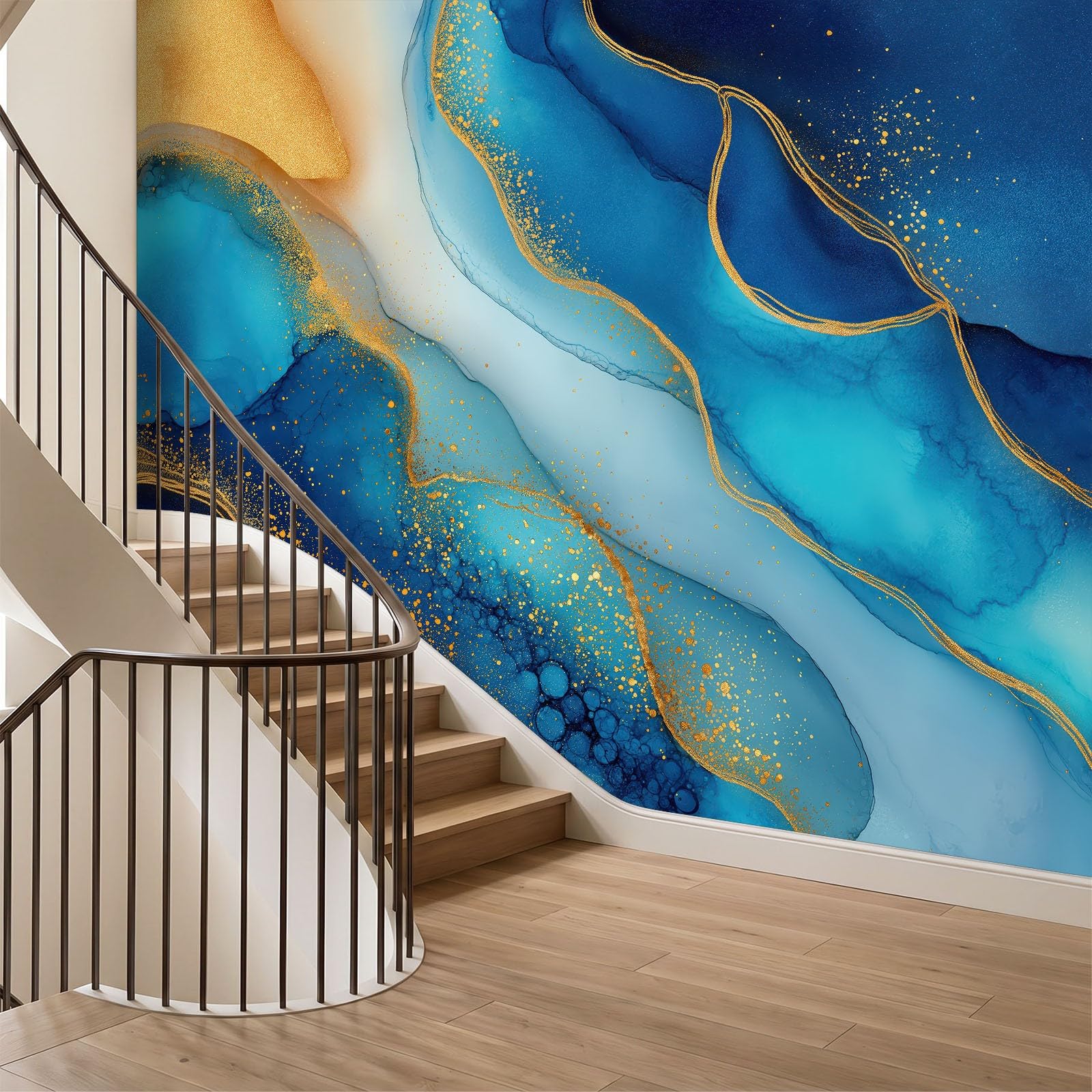 350 x 256 cm, fototapeta z włókniny, abstrakcyjny marmur i tekstura złota, do salonu, tapeta na flizelinie, efekt 3D, nowoczesna tapeta flizelinowa odporna na promieniowanie UV, tapeta ścienna