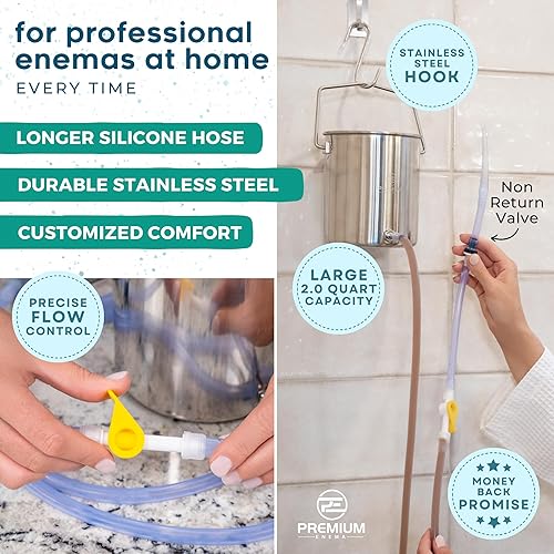 Miniatura 4 de Kit de cubo de enema de café de acero inoxidable, kit de colon orgánico reutilizable para hombres y mujeres, ideal para limpieza de colon e hígado,