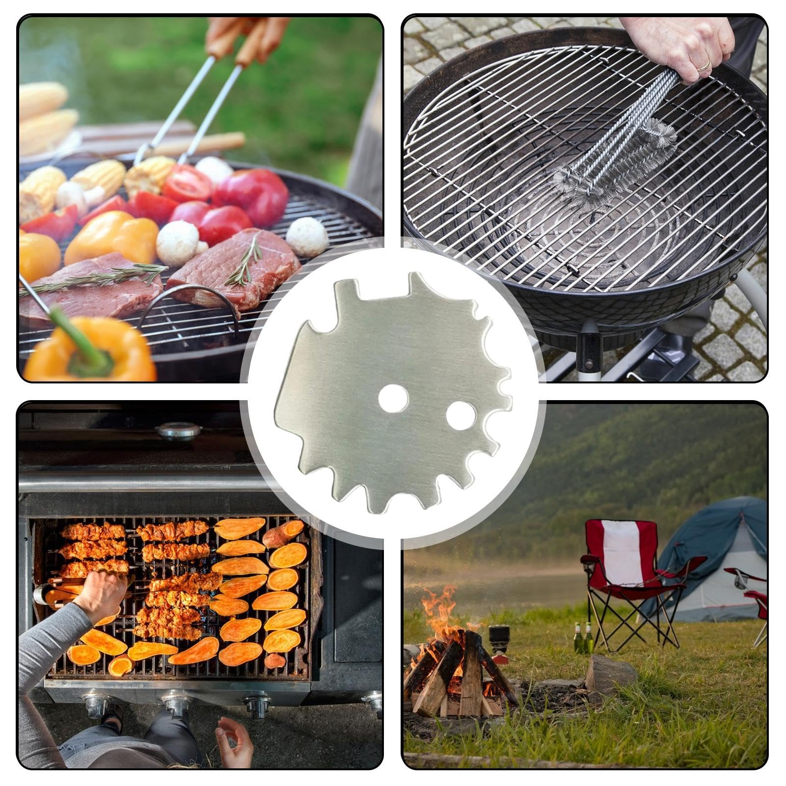 Raschietto per barbecue in legno naturale, strumento di pulizia per