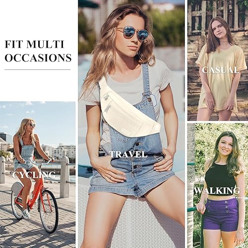 Miniatura 7 de MAXTOP - Cangurera cruzada y grande con 4 bolsillos con cremallera, para deportes, festivales, entrenamientos, viajes, salir a correr y uso casual,