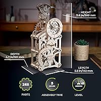 Vista 2 de UGEARS Reloj de motor 3D rompecabezas de madera para adultos – Kits de modelo de madera para adultos, kit de reloj mecánico con pistones móviles
