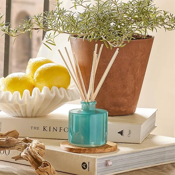 Thymes Petite Reed Diffuser Set Includes Rattan Wood Sticks, Fragrance Oil, Glass Bottle Home Fragrance Oil Diffuser Luxury Home Decor Guest Bathroom Essentials (Cyprus Sea Salt, 4 fl oz)