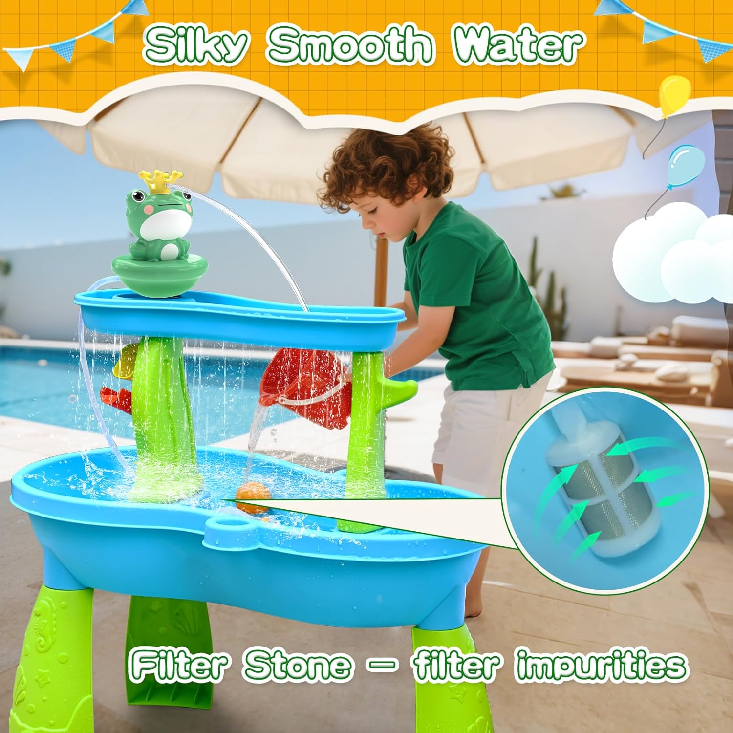 weirtoya Water Table Pump for Toddlers, Unicorn Toys Battery Powered Pump for Water Table Cordless Work Splash Toys Kids Toddler Summer Outddor Toys