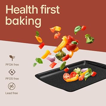 Bakken Swiss - Bakeware Set – 6 Piece – Stackable, Deluxe, Non-Stick Baking Pans for Professional and Home Cooking – Carbon Steel, Gray Stone Coating