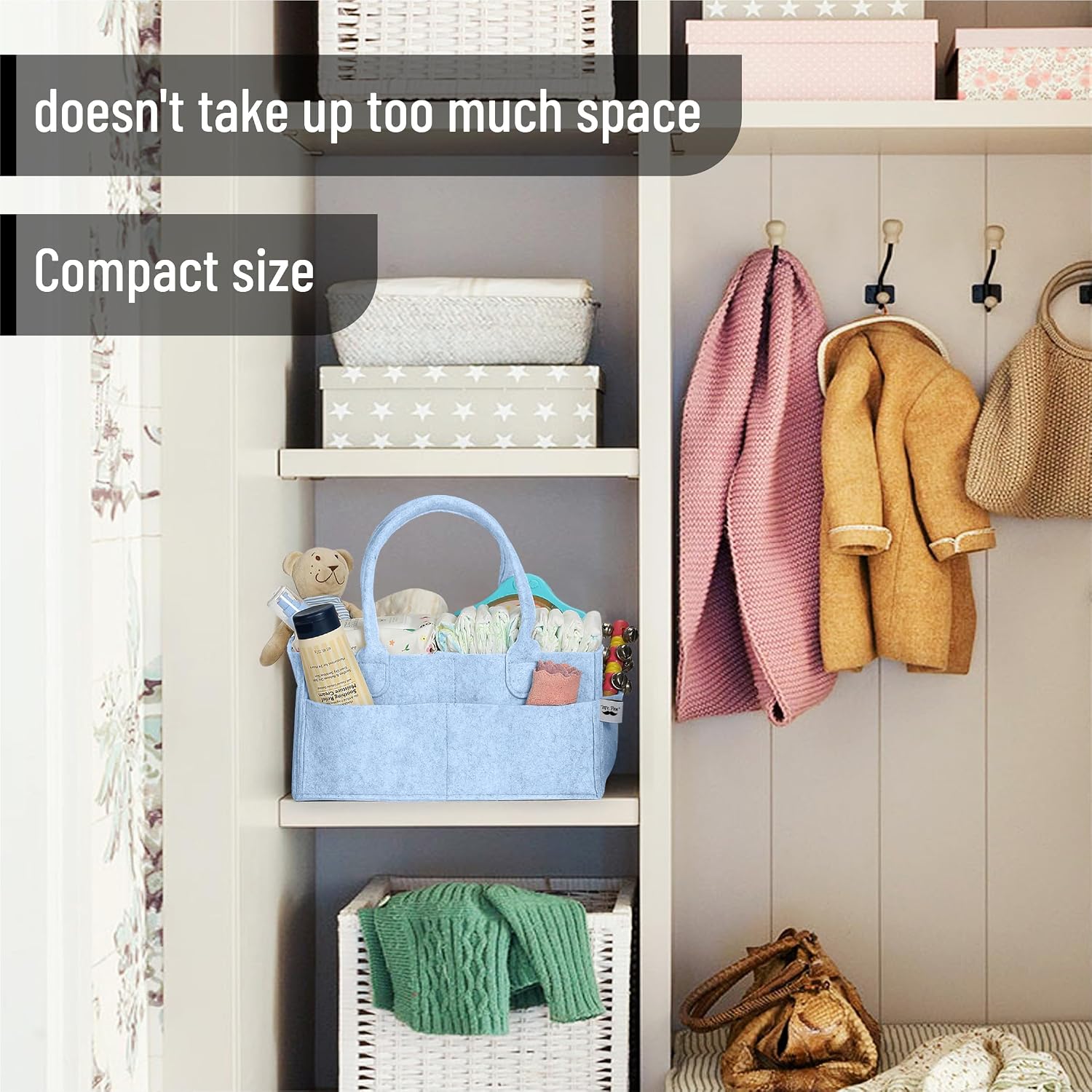 - Baby Diaper Caddy Organizer, Sky Bliss | Nursery Storage Bin and Car Organizer for Diapers and Baby Wipes thumbnail