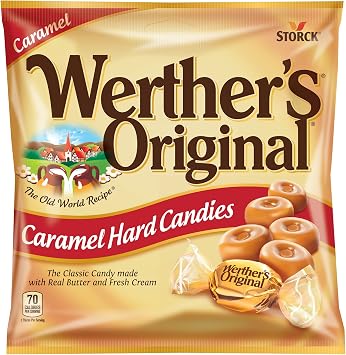 Werthers Original Hard Caramel Candy - Individually Wrapped Hard Candies for Halloween, Parties, or Snacks - 5.5 oz Bags Pack of 12
