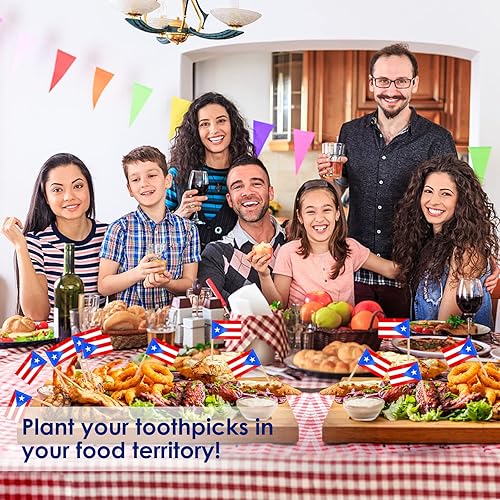 Miniatura 6 de AhfuLife Banderas de palillos de dientes con bandera de Puerto Rico, 100200 piezas pequeñas de Croacia para cupcakes de doble cara para Copa del