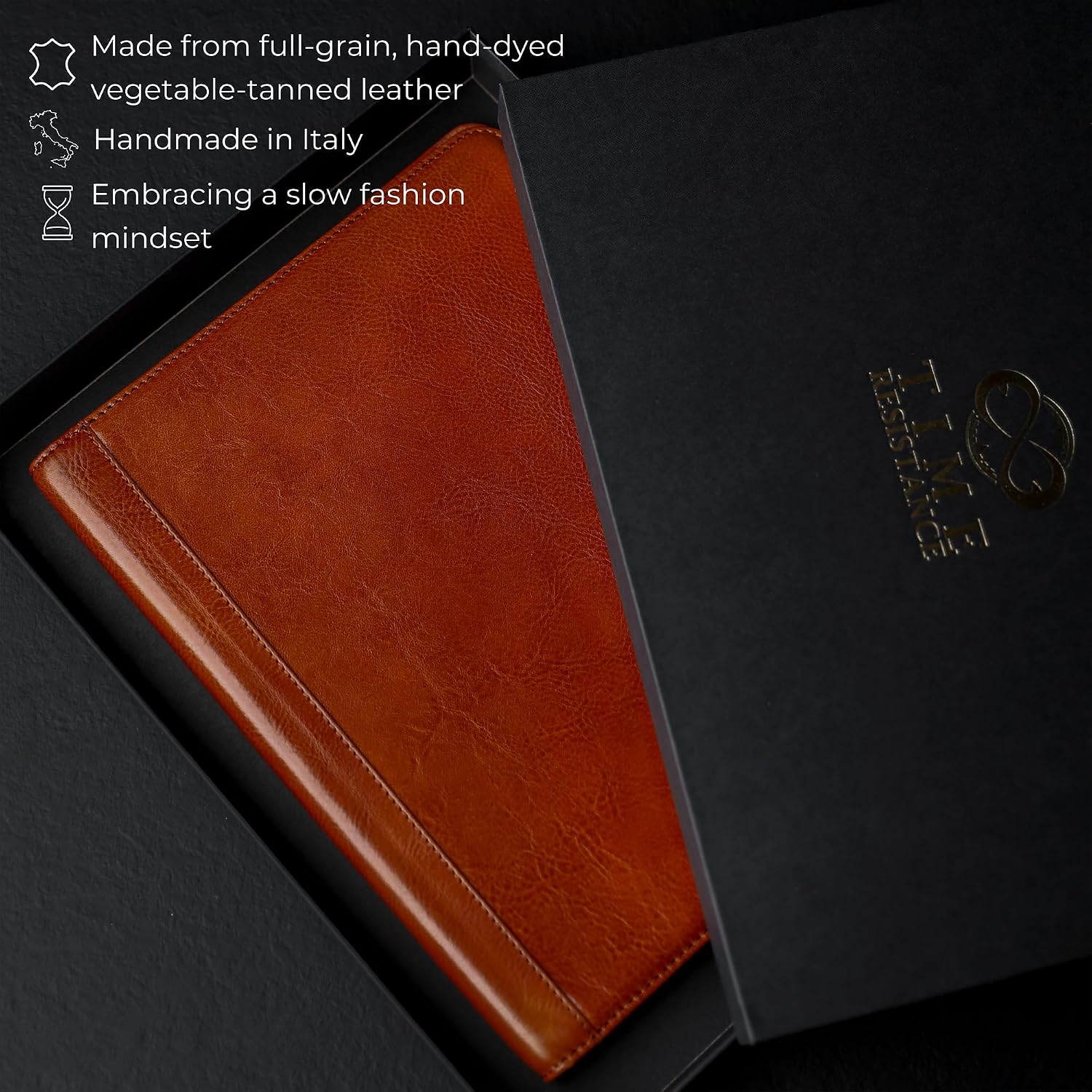 Time Resistance Leather Portfolio – Tablet size Leather Document Case – Small Briefcase Made in Italy
