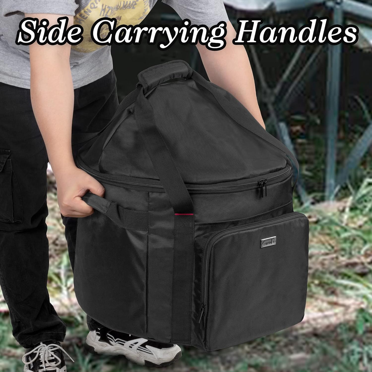 samdew Portable Grill Carry Bag Compatible with Weber Smokey Joe 14-Inch Portable Grill, Grill Cover Compatible with Smokey Joe Premium 14-Inch Grill, with Pocket & Handle, Bag Only (Patented Design)