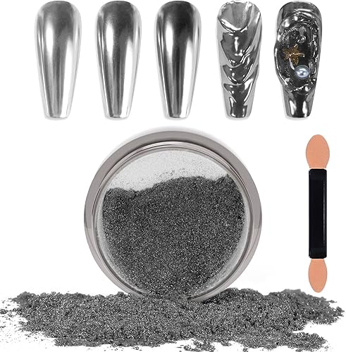 Laza Polvo de uñas cromado, efecto espejo, polvo metálico, holográfico, brillantina, decoración de manicura, pigmento reflectante para bricolaje,