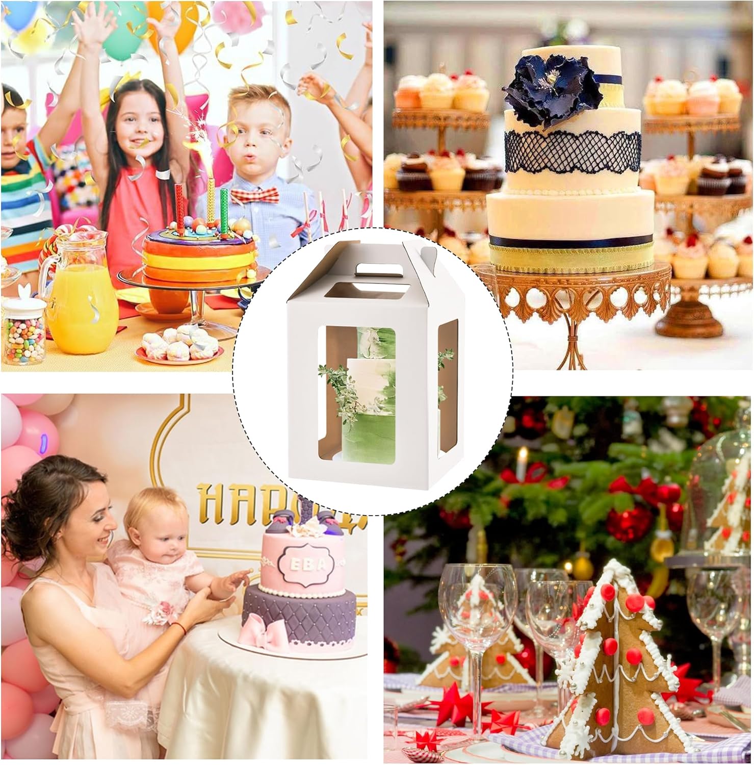 Tall Cake Boxes windows, 12x12x14 Tall Cake Carrier, Tiered Cake