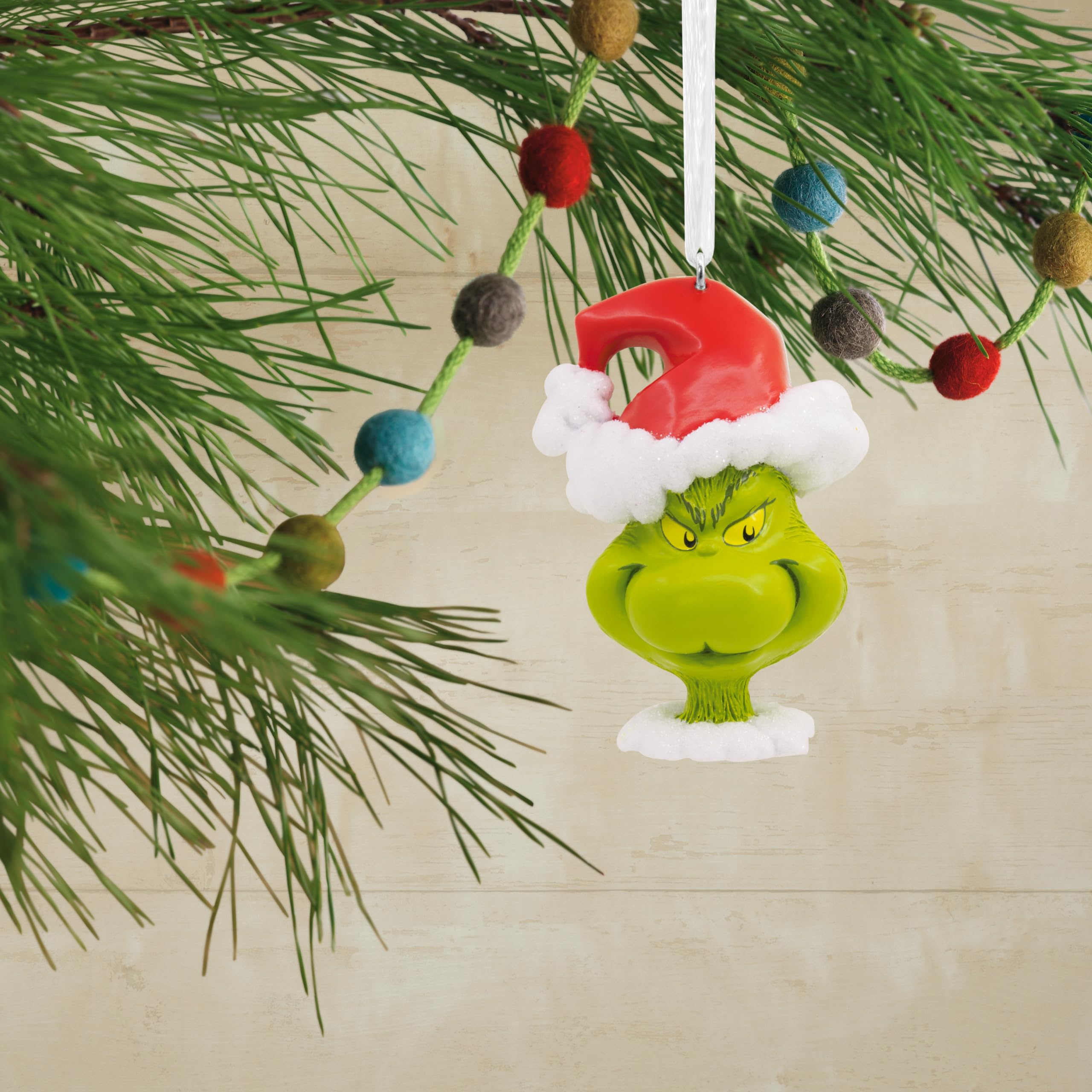Hallmark Adorno navideño de Dr. Seuss's How The Grinch Stole Christmas! Grinch con Sombrero de Papá Noel