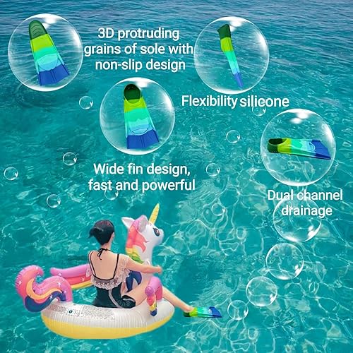 Miniatura 5 de Fadgesy Swimming Training Fins,Comfortable Silicone Flippers for Swimming and Diving,Size Suitable Kids Girls Boys Adult