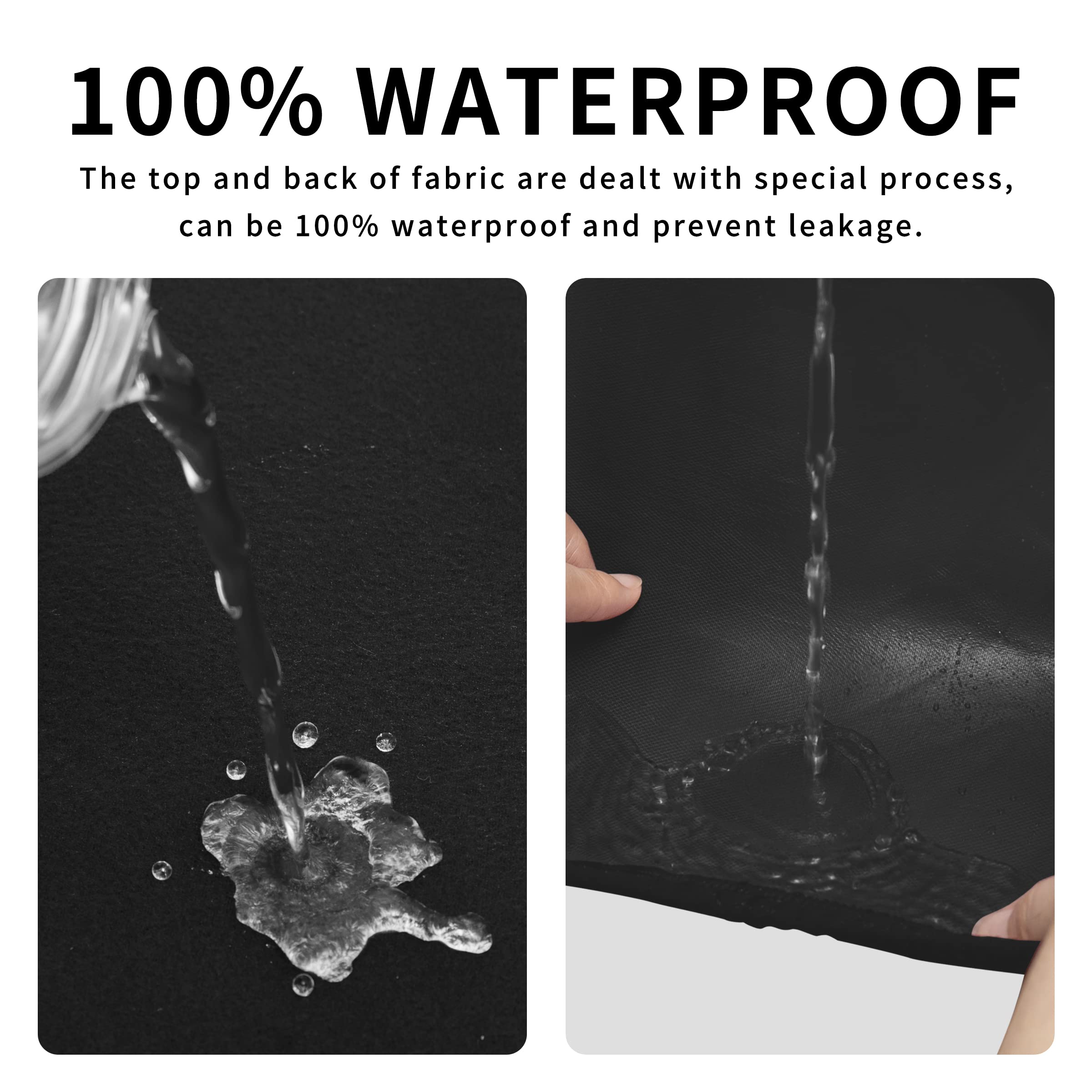 Easy-Going Funda otomana elástica 100% Impermeable Doble, Rectangular, Plegable, para Almacenamiento, Protector de Muebles, Funda Suave para Sala de Estar con Parte Inferior elástica (Grande, Negro)