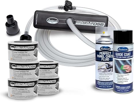 Eastwood Elite Contour DSB Dustless Auto Body Sanding Block Master Kit | Automotive Sanding Blocks and Contour Hand Sander for Drywall & Autobody Paint Works | Sander, 5 Grits of Sandpaper, Guide Coat