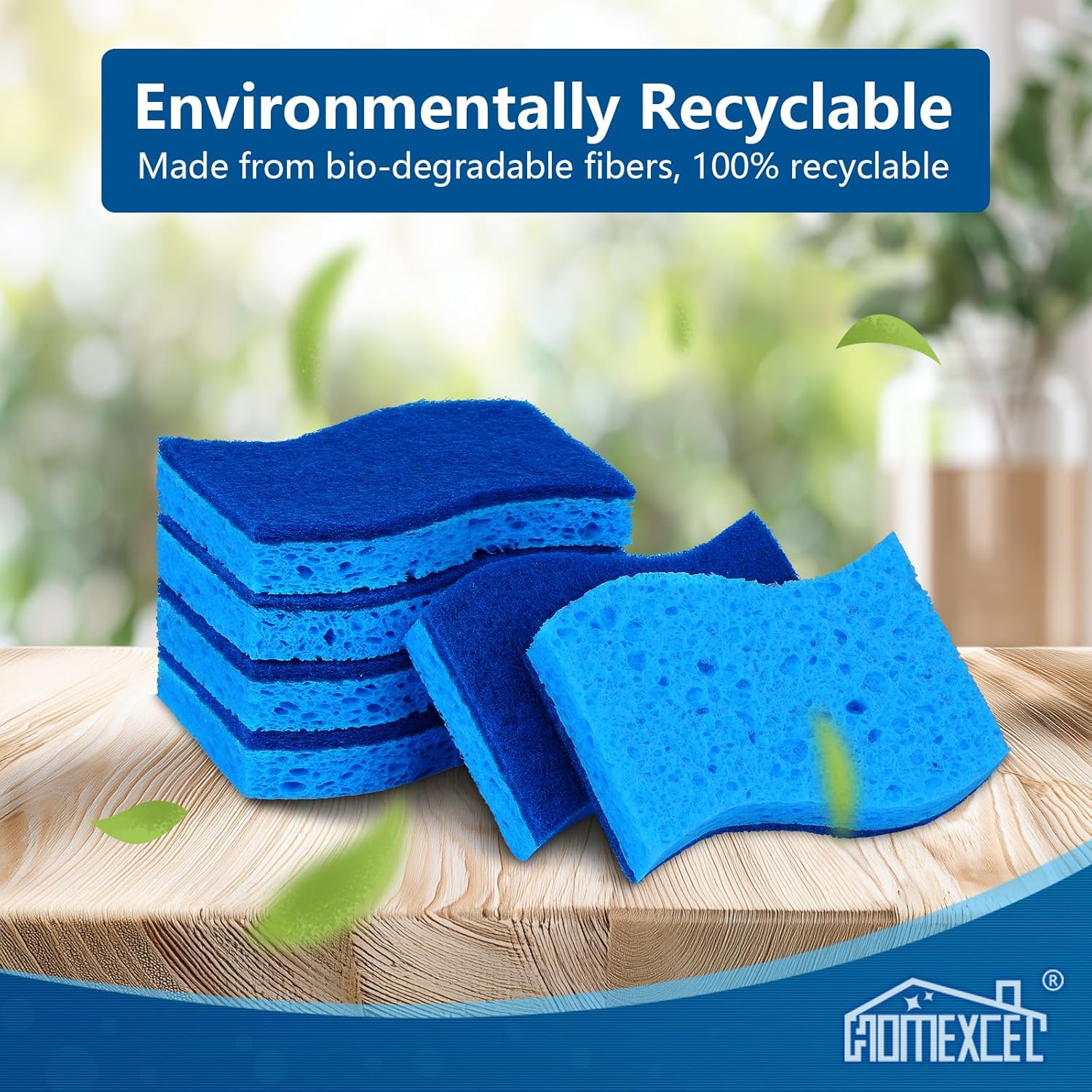 HOMEXCEL Sponges Kitchen 24pcs Non-Scratch for Dishes, Blue Scrub Cleaning Sponge for Non-Coated Cookware, Dishes, Pots, Pans, Dual Sided Dish Sponge for Kitchen, Household, Bathroom - Image 6